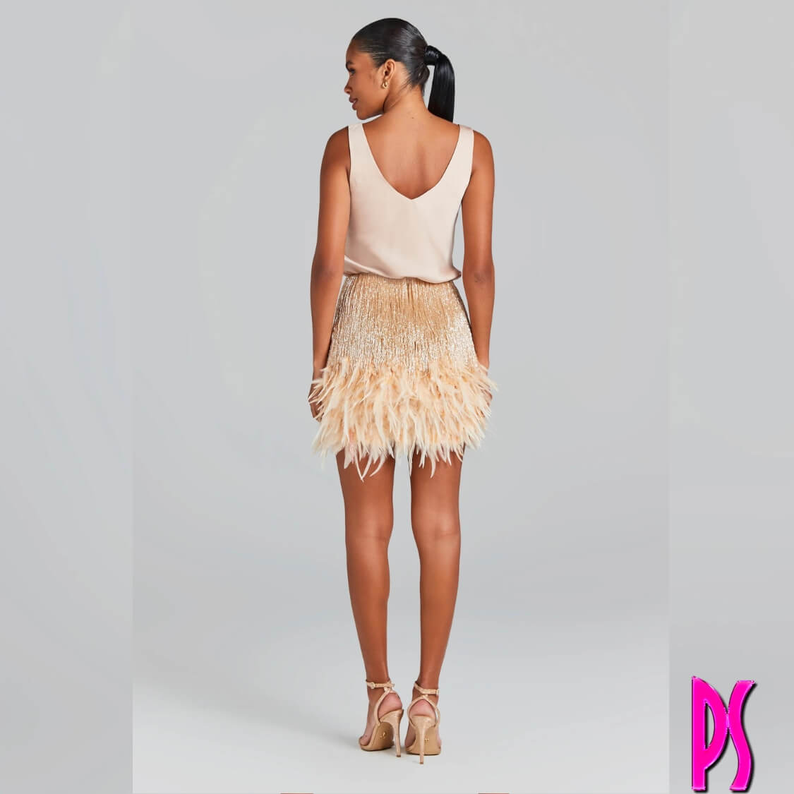 Feather Tip 2 Piece Party Skirt Set