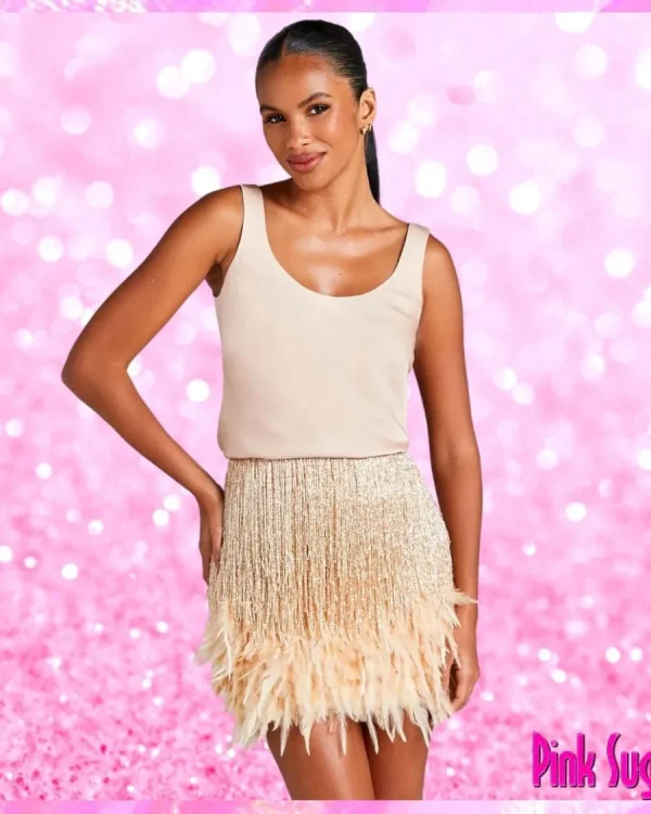 Feather Tip 2 Piece Party Skirt Set