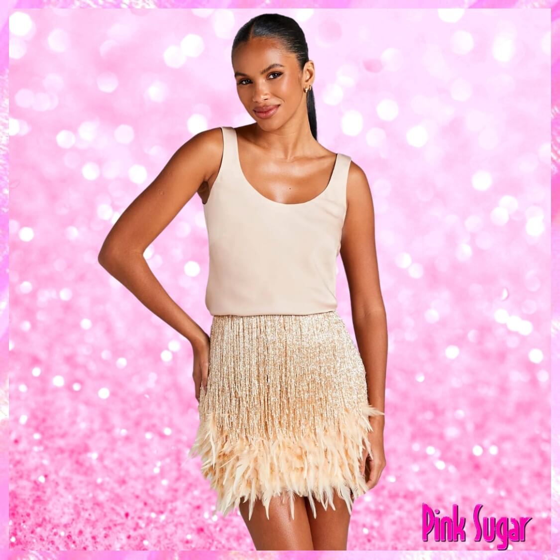 Feather Tip 2 Piece Party Skirt Set