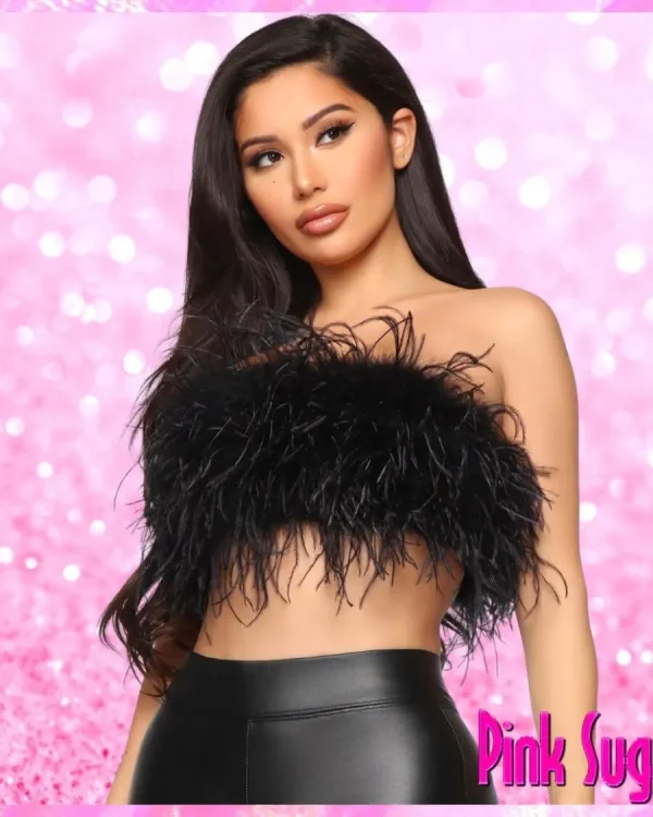 Feather Tube Top In Black
