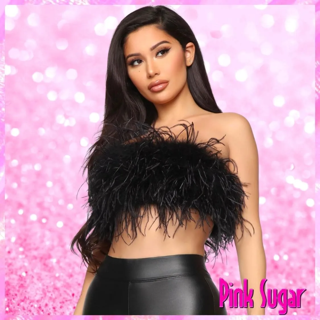 Feather Tube Top In Black