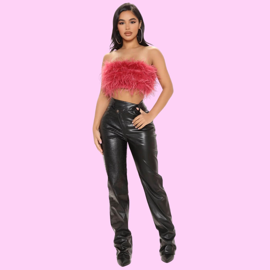 Feather Tube Top Pink