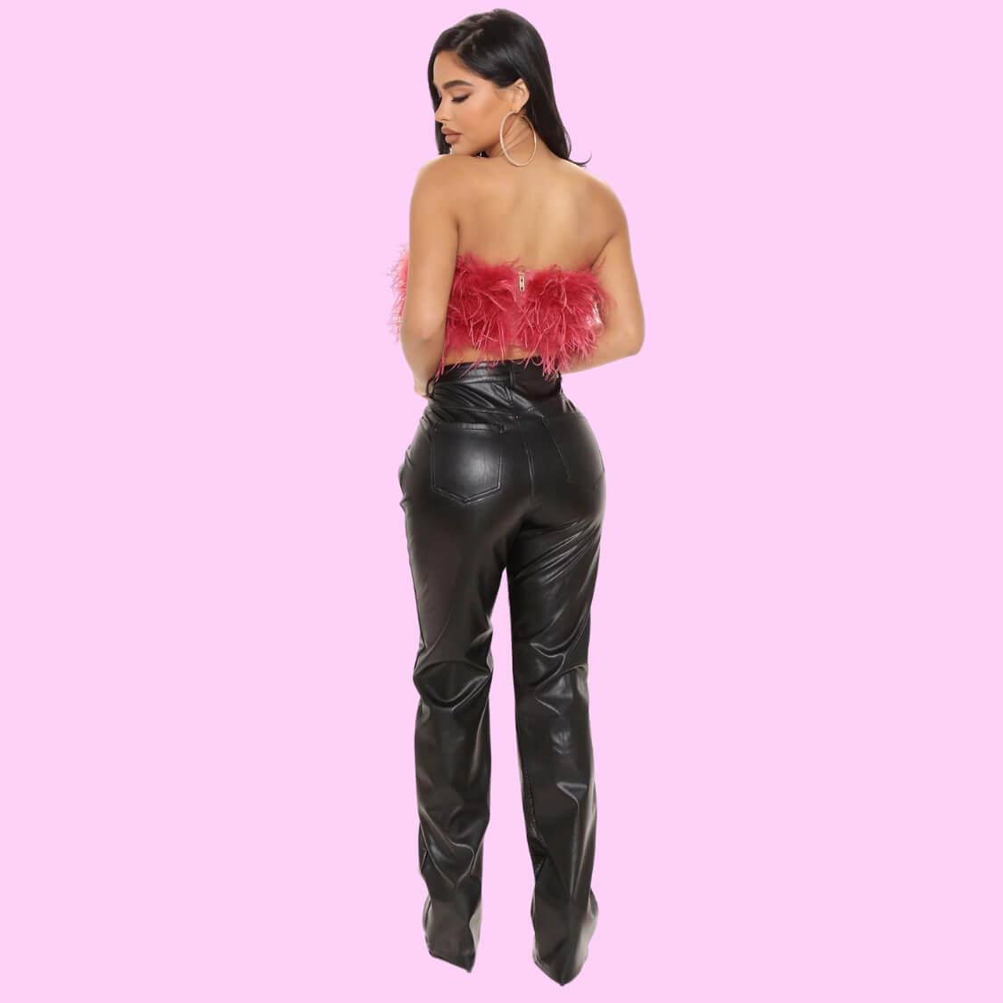 Feather Tube Top Pink
