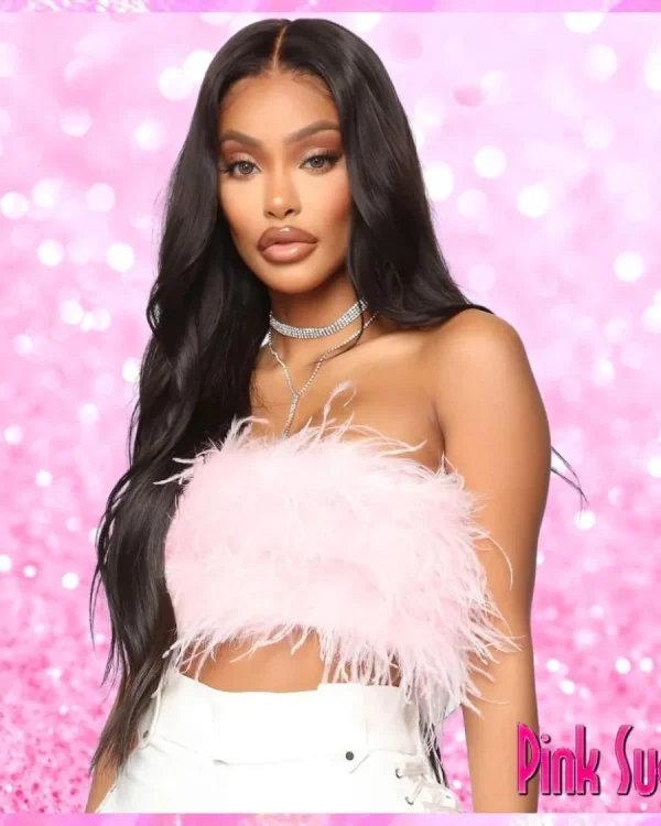 Feather Tube Top In Light Pink