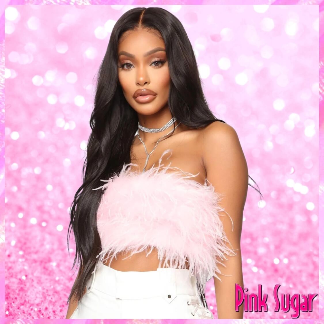 Feather Tube Top In Light Pink