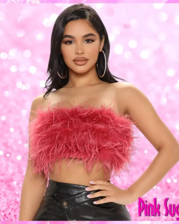 Feather Tube Top Pink