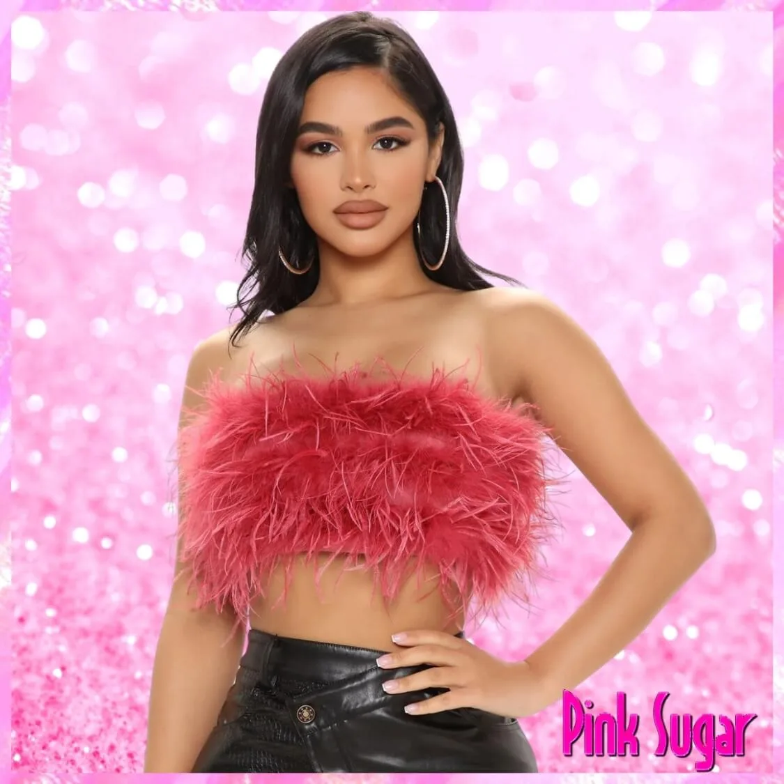 Feather Tube Top Pink