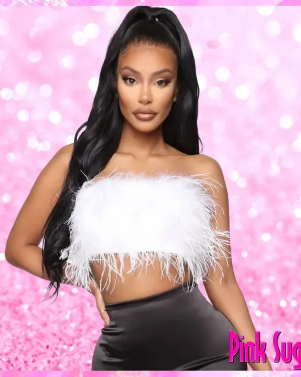 Feather Tube Top In Black