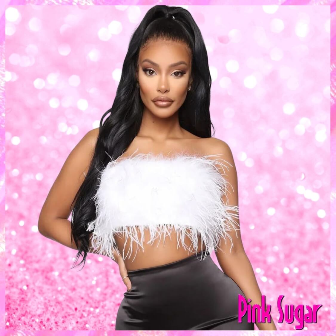 Feather Tube Top In Black