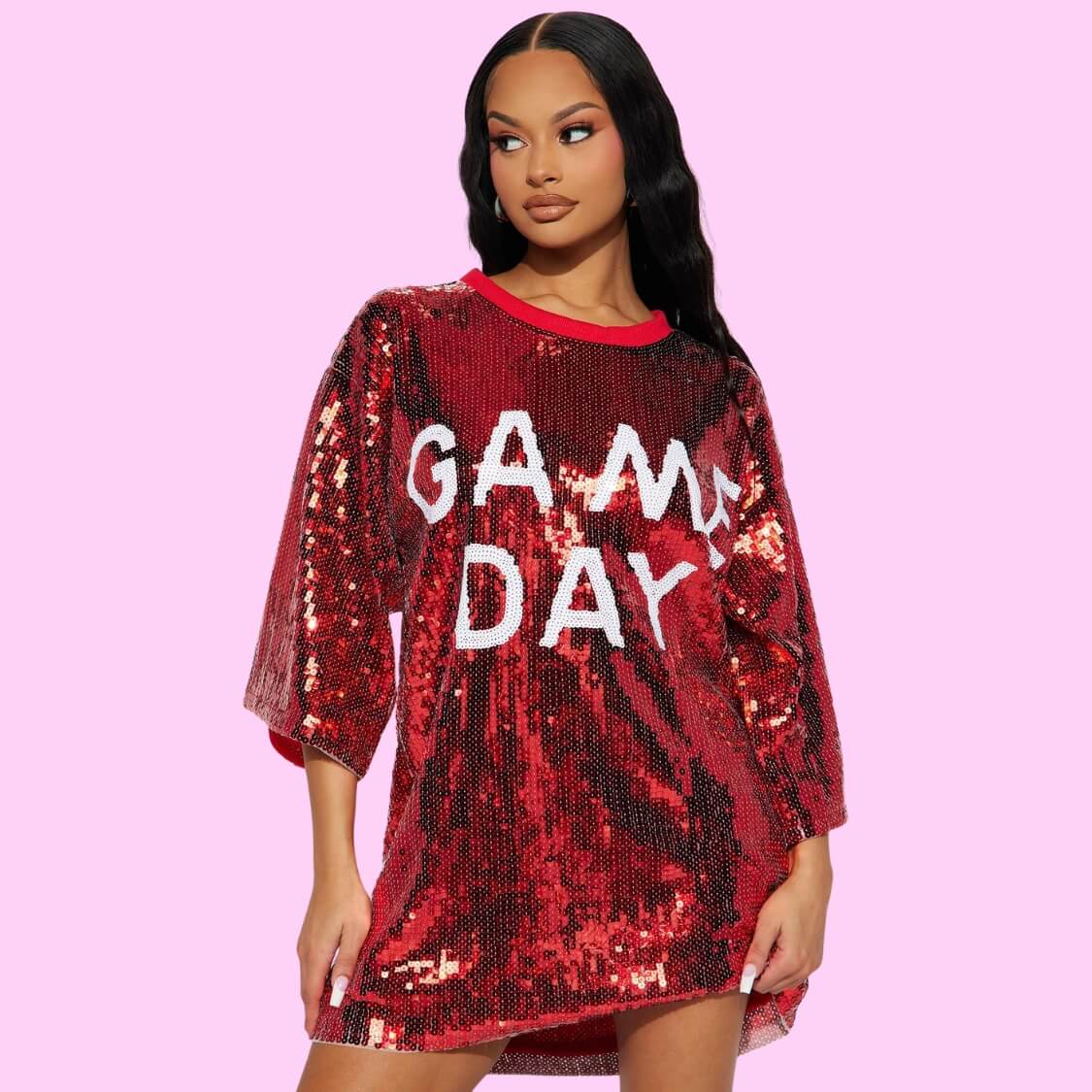 Game Day Sequin T-Shirt Dress