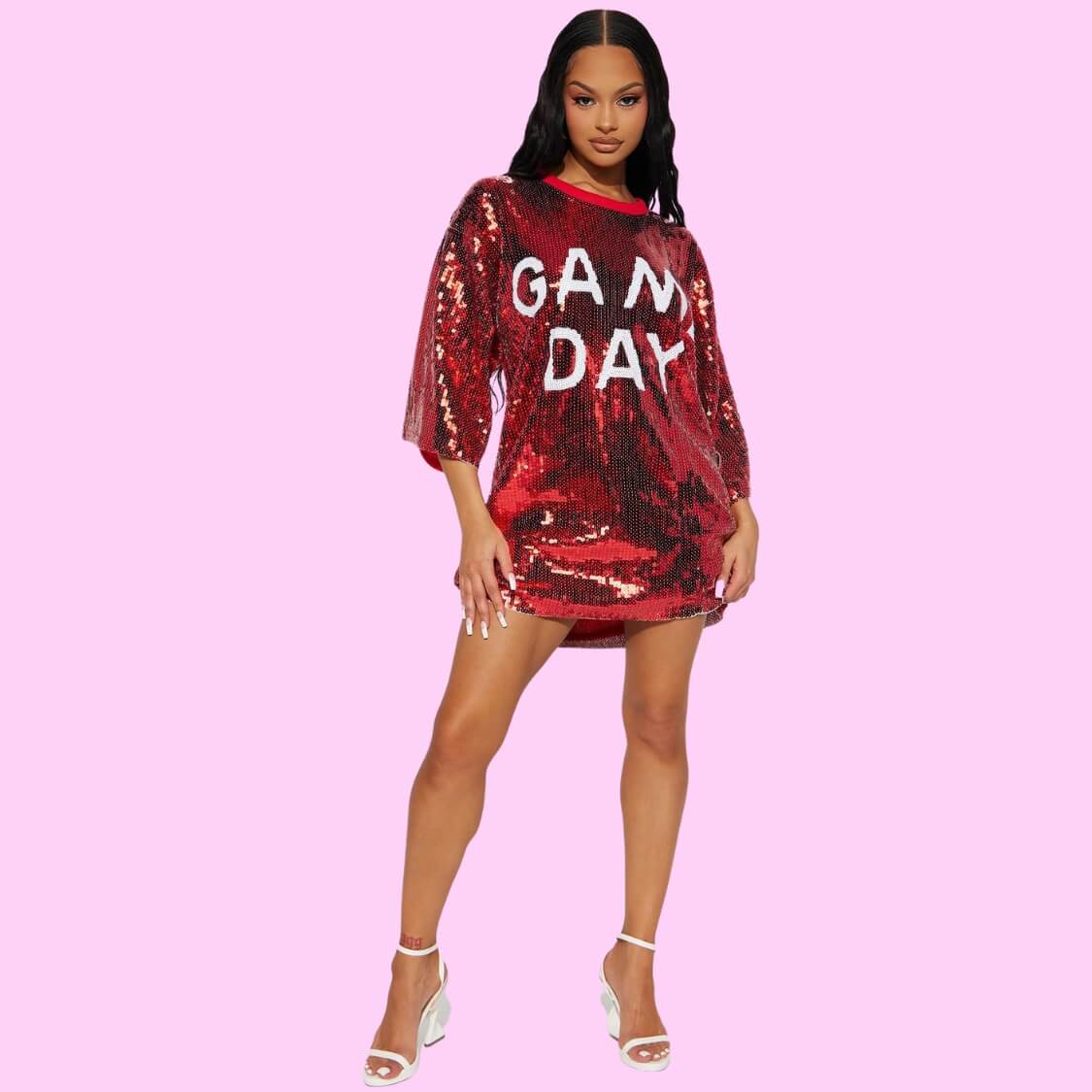 Game Day Sequin T-Shirt Dress