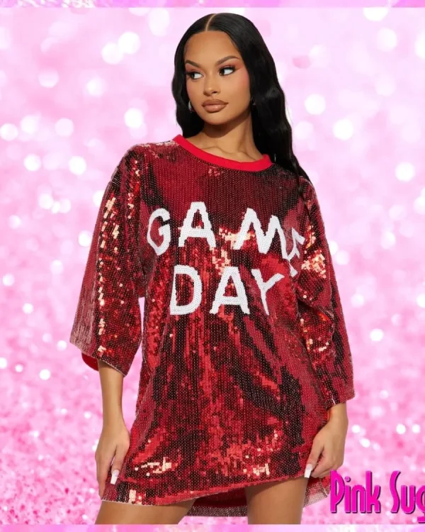 Game Day Sequin T-Shirt Dress