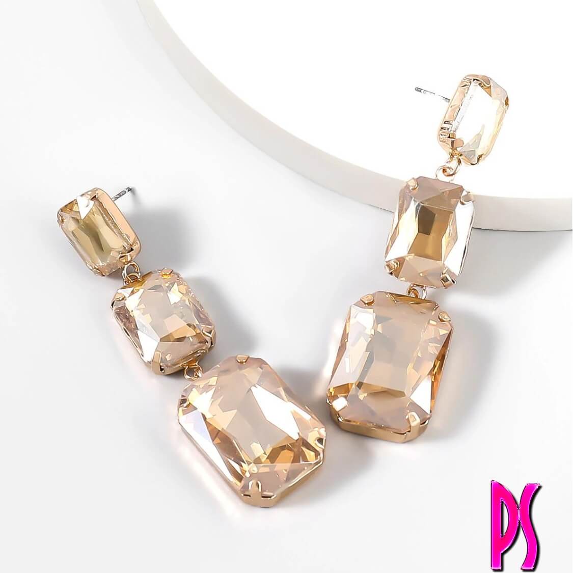 Gold Crystal Drop Earrings