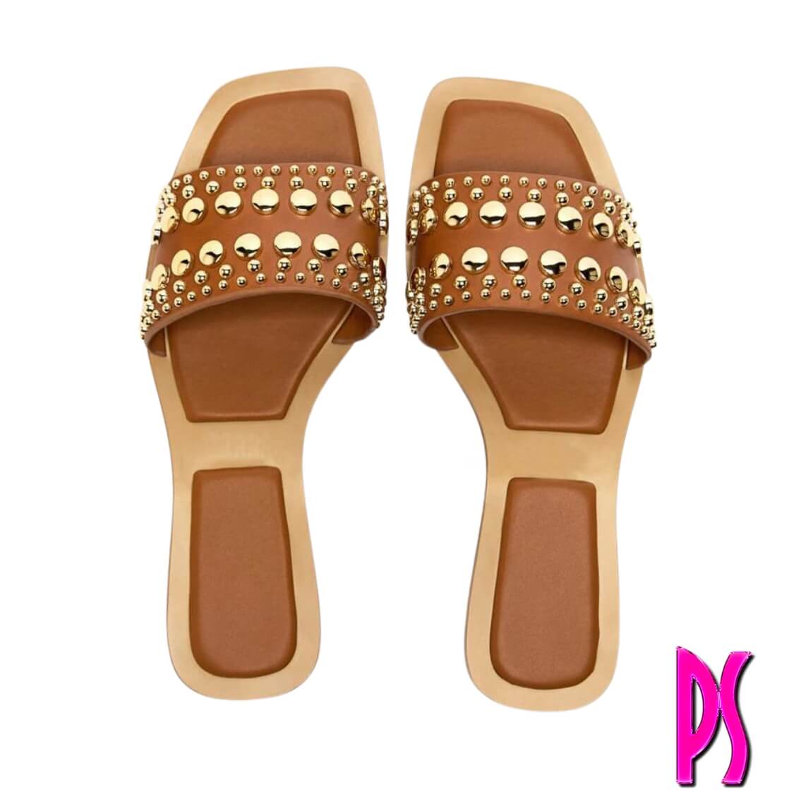 Gold Studded Flat Sandals