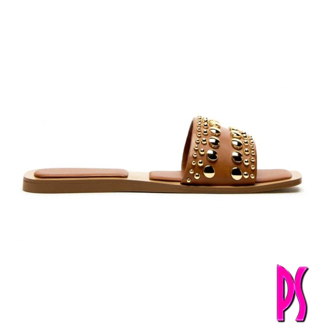 Gold Studded Flat Sandals