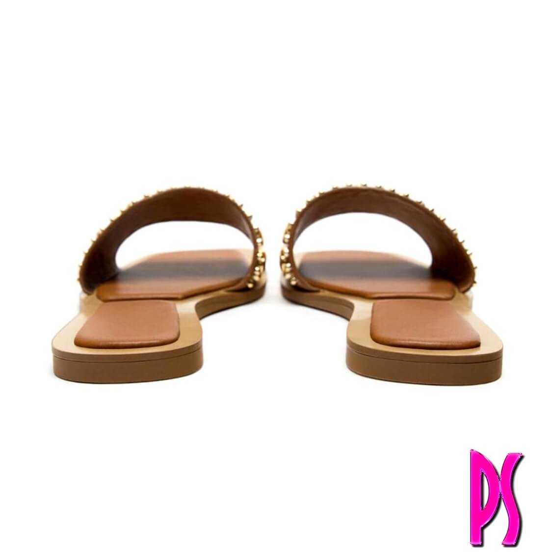 Gold Studded Flat Sandals