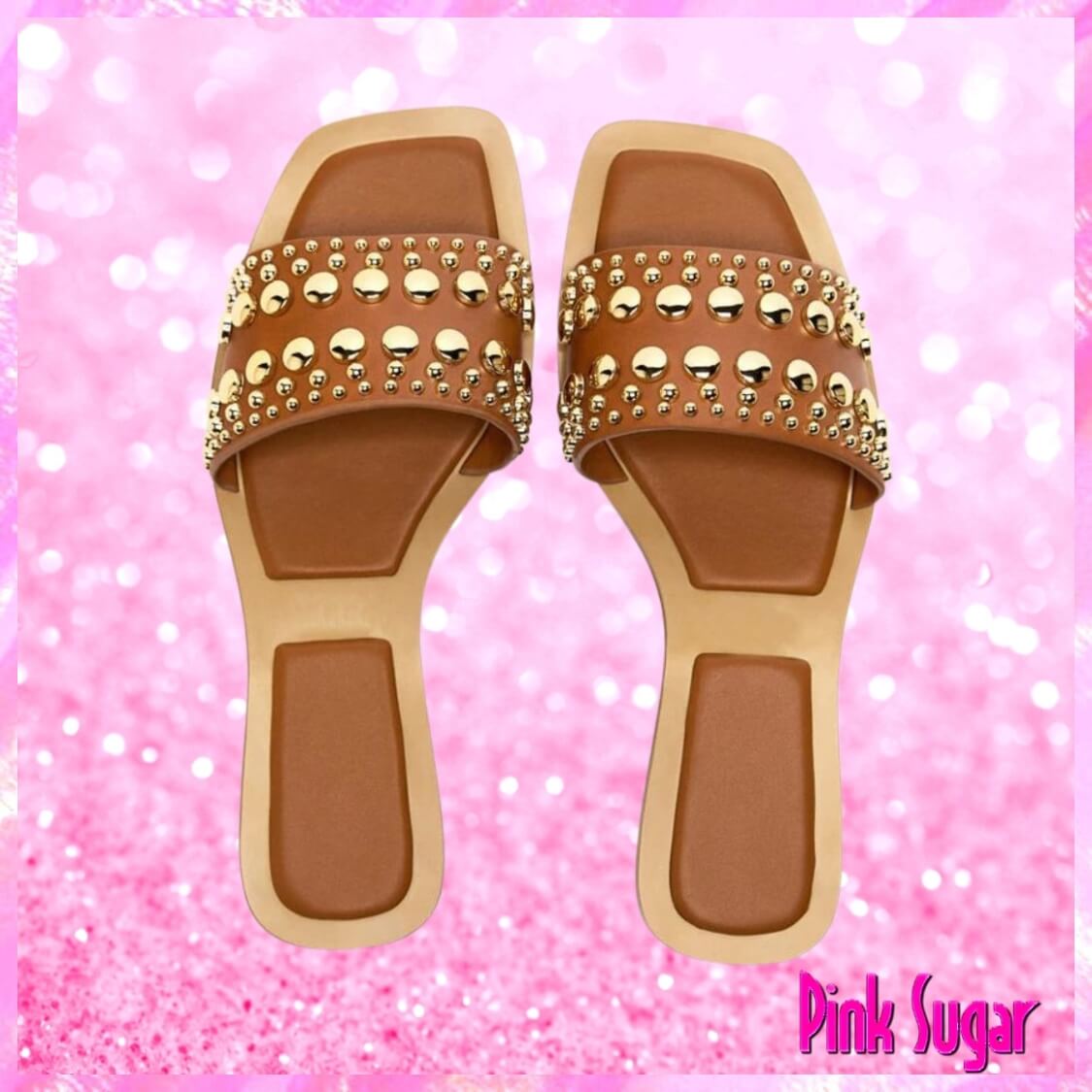 Gold Studded Flat Sandals