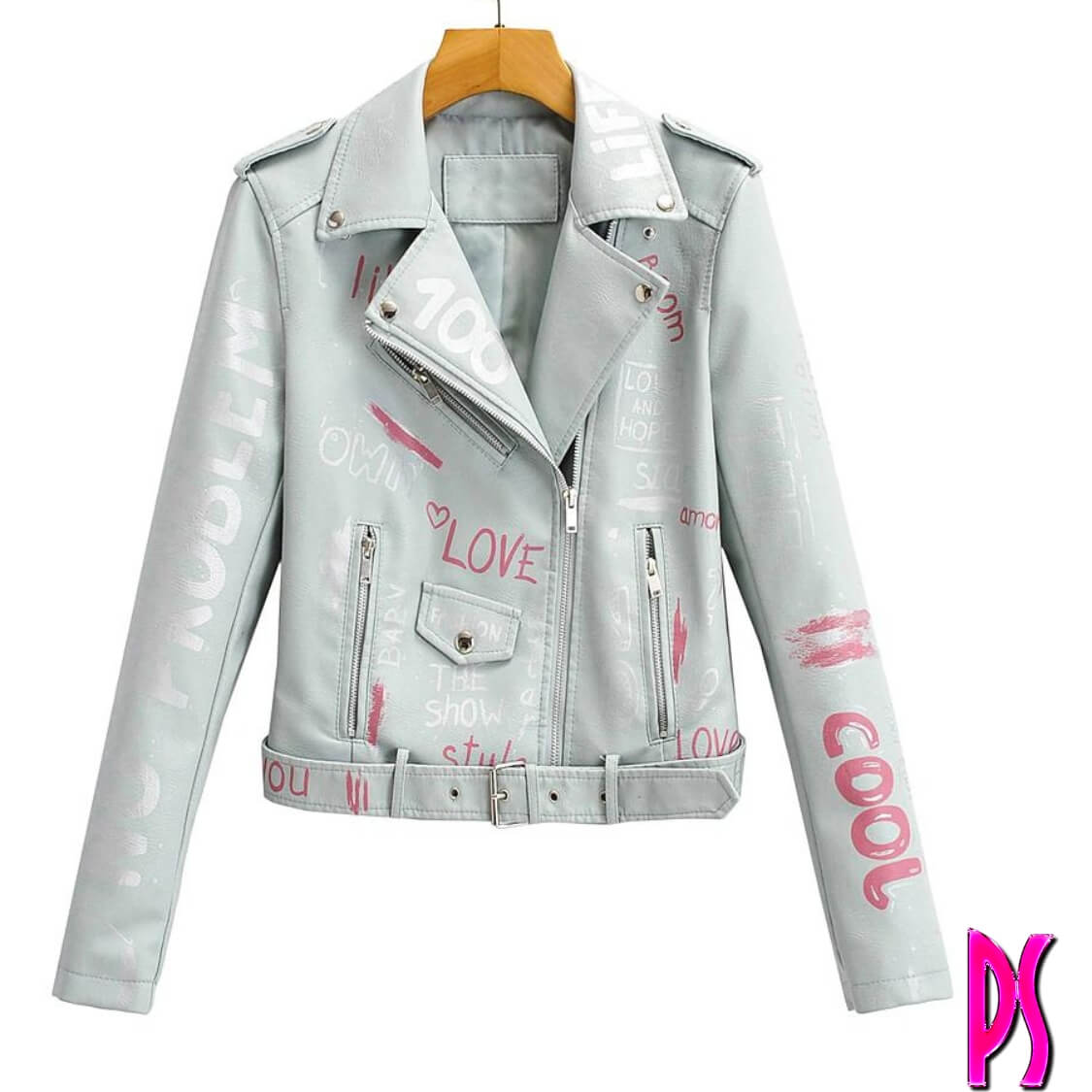 Graffiti Biker Jacket Grey