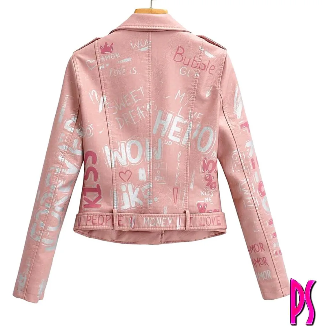 Graffiti Biker Jacket Pink