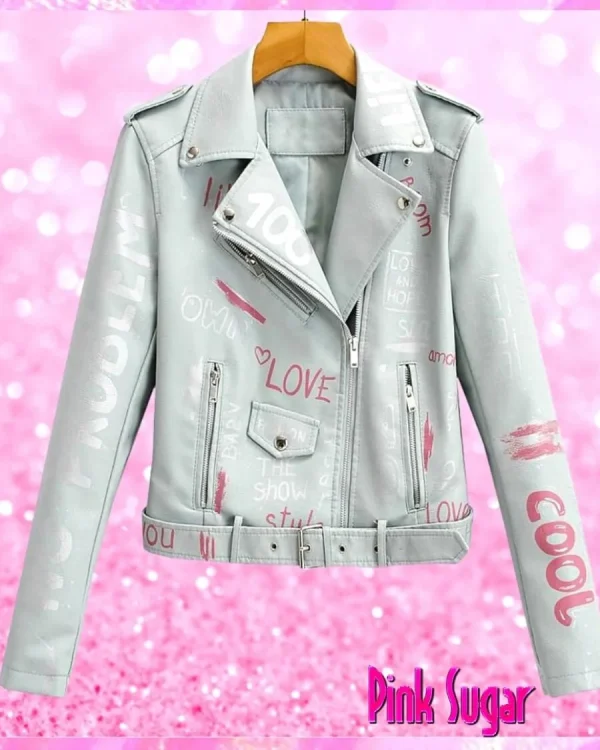 Graffiti Biker Jacket Grey