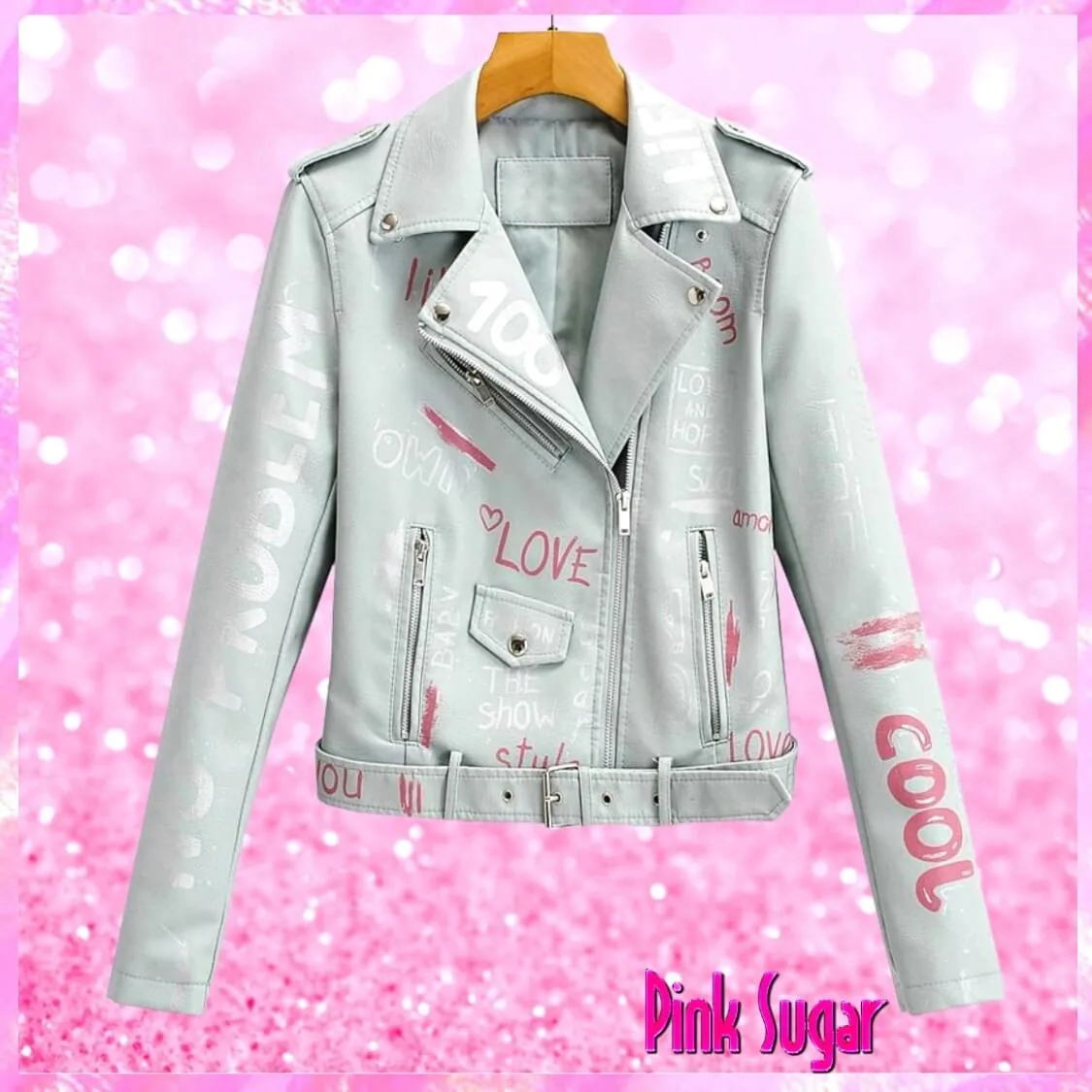 Graffiti Biker Jacket Grey