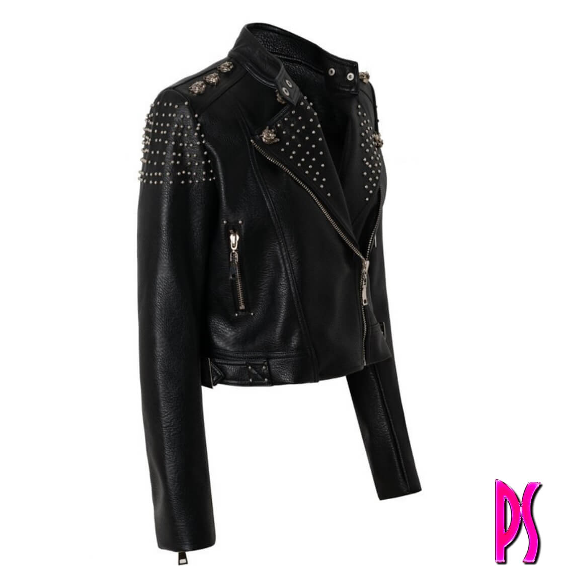 White Tiger Stud Biker Jacket 