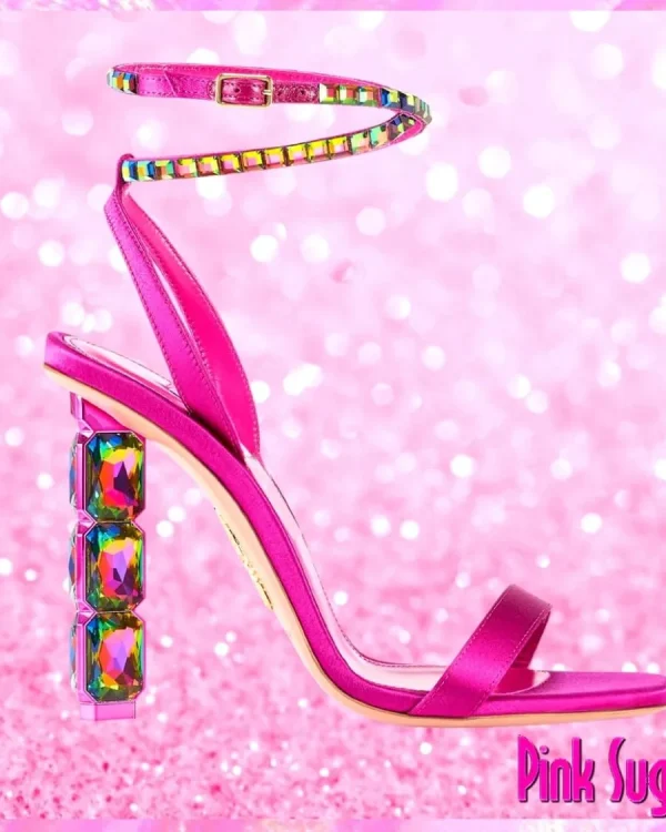 Hot Pink Gemstone Heeled Sandals