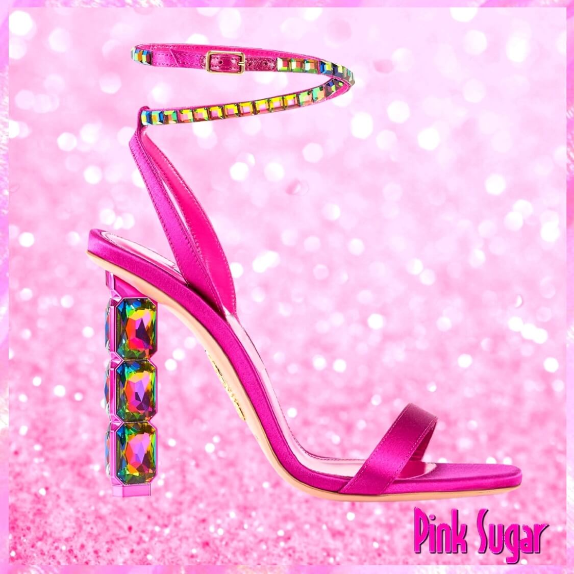 Hot Pink Gemstone Heeled Sandals
