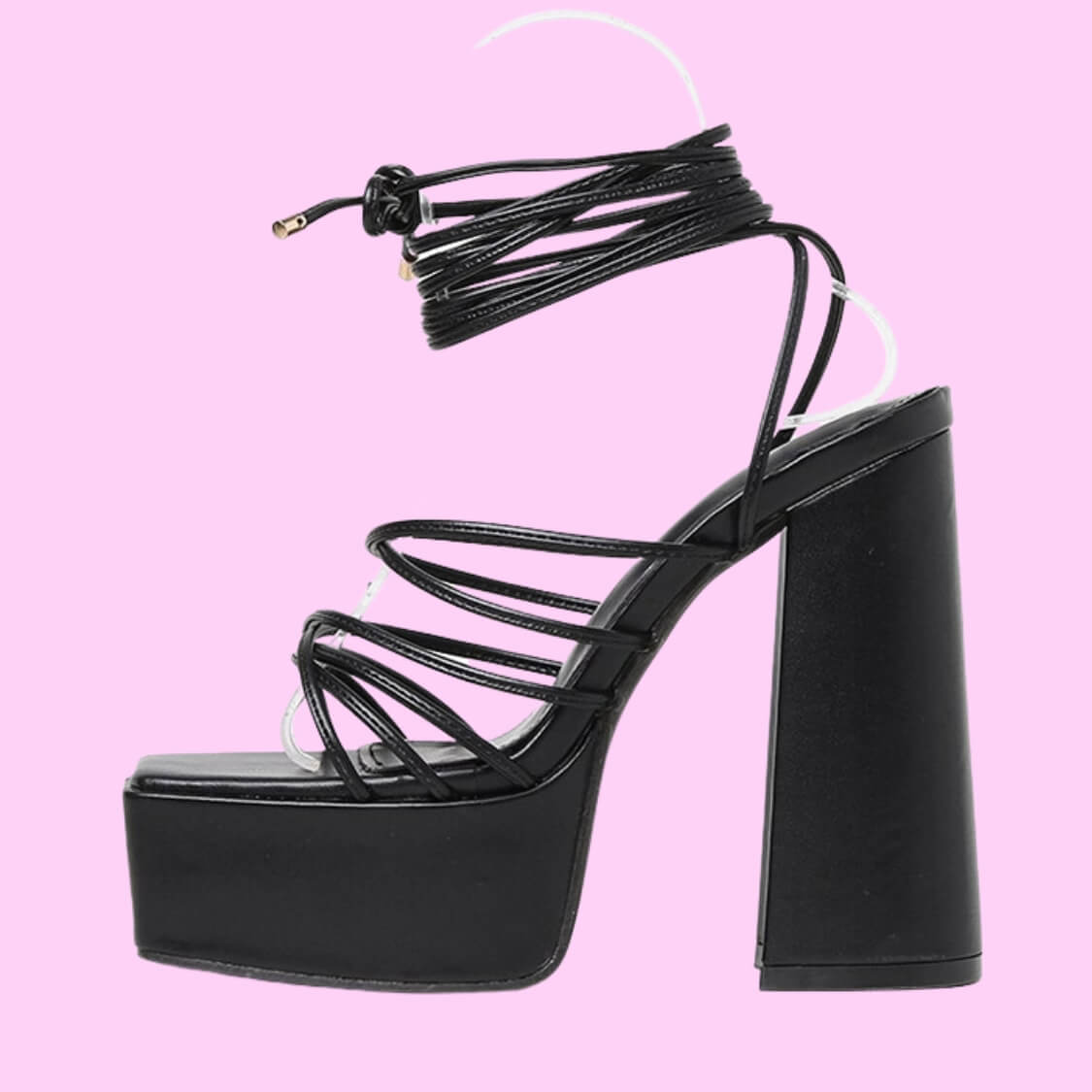Lace Up Platform Sandals Black