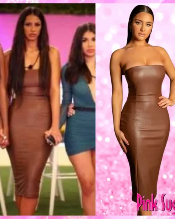 Leather Midi Dress Brown