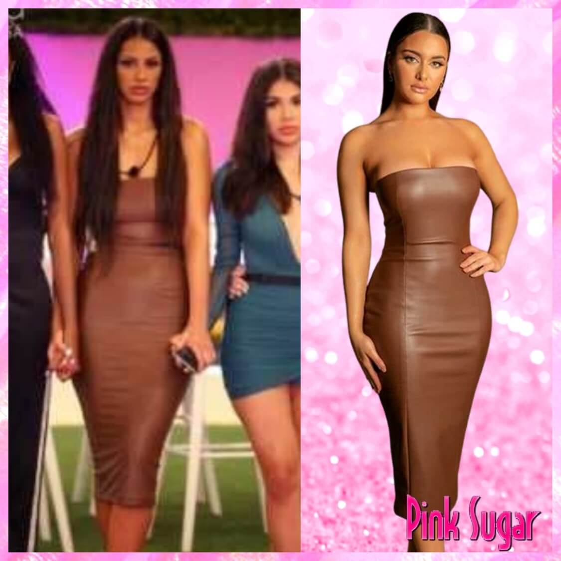 Leather Midi Dress Brown