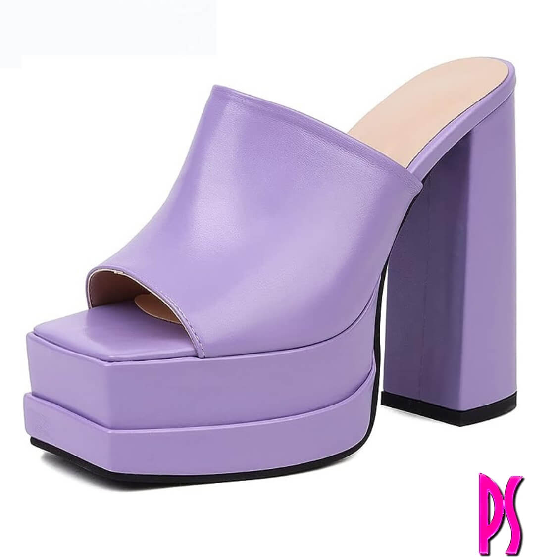Lilac Double Sole Platform High Heeled Mules