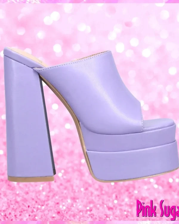 Lilac Double Sole Platform High Heeled Mules