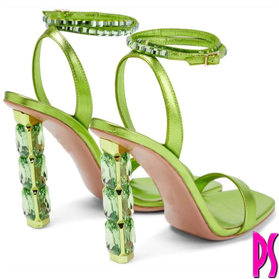 Lime Gemstone Heeled Sandals