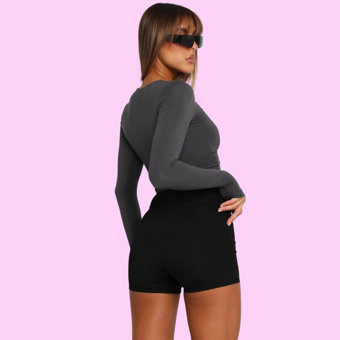Long Sleeve Top Charcoal Grey