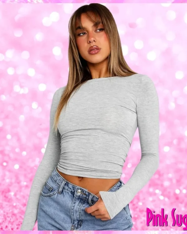 Long Sleeve Top Grey Marle