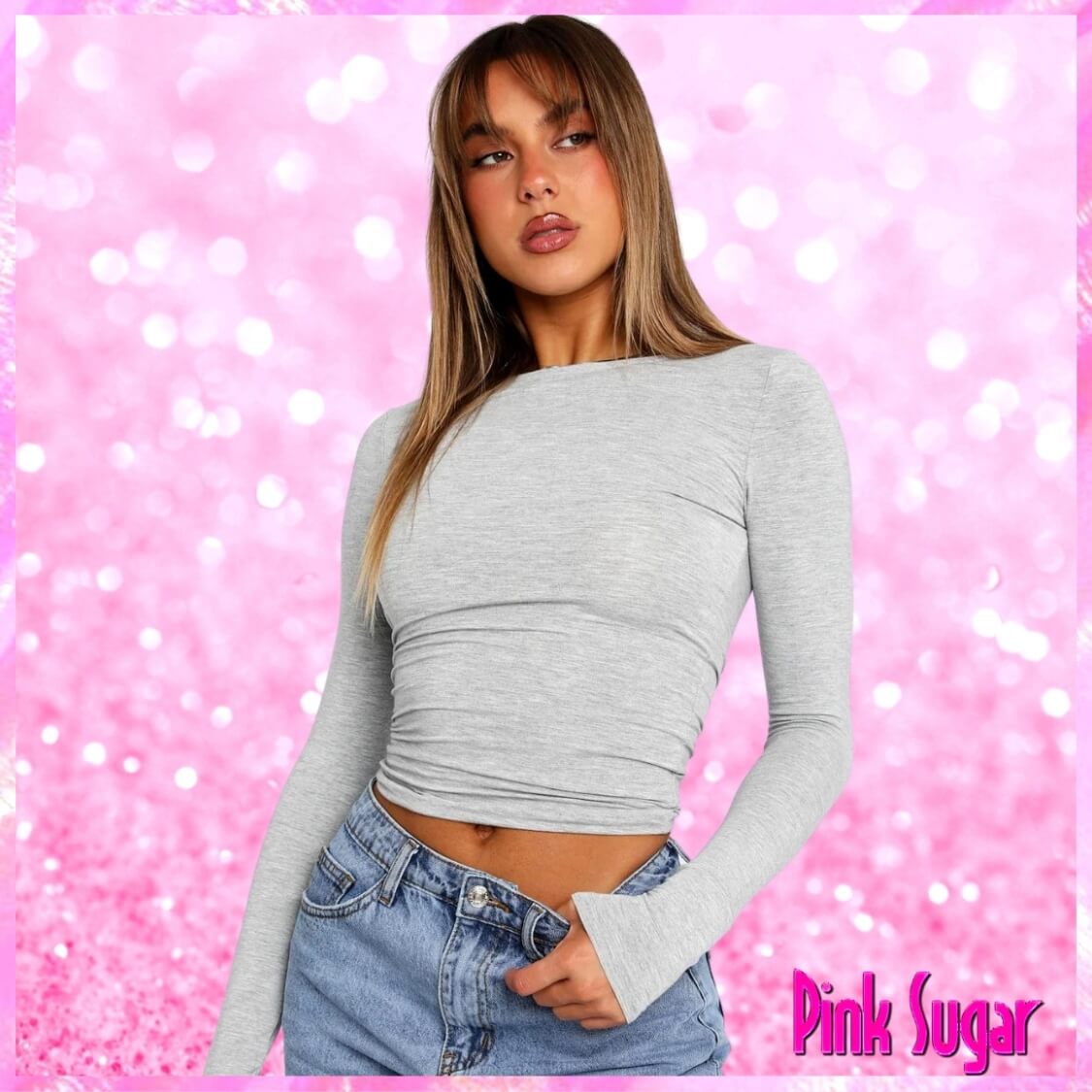 Long Sleeve Top Grey Marle