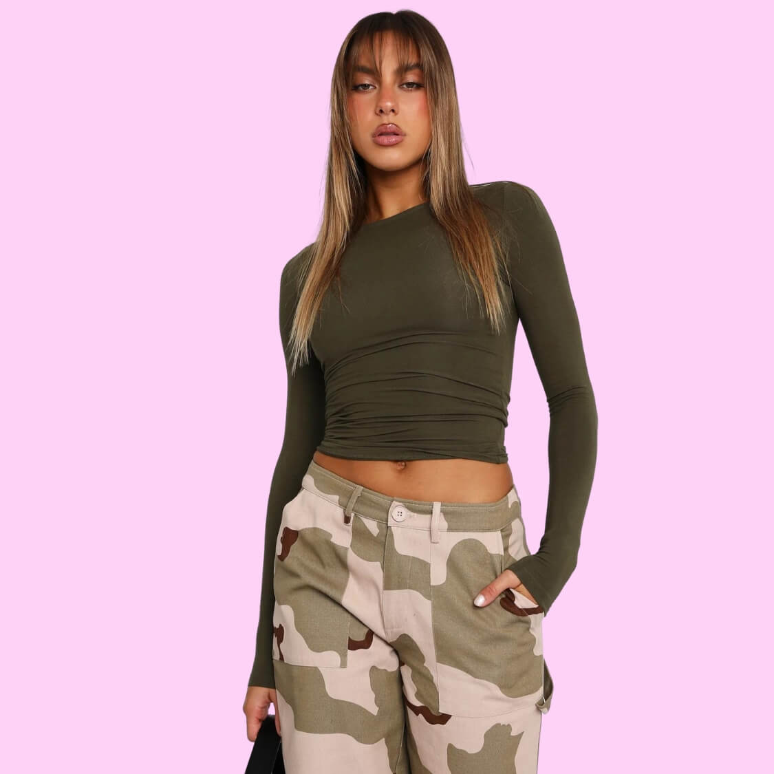 Long Sleeve Top Army Green