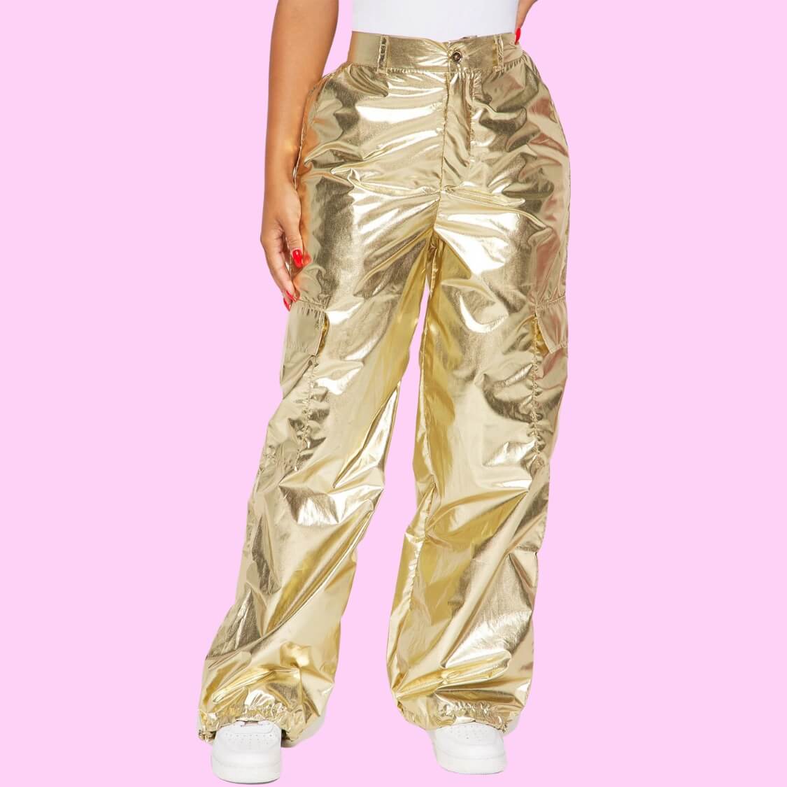 Metallic Cargo Jogger Gold