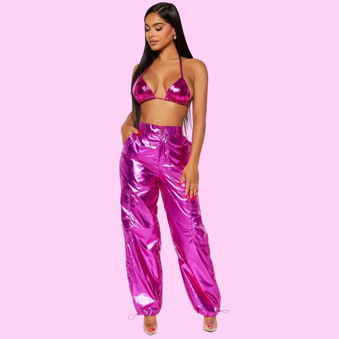 Metallic Cargo Jogger