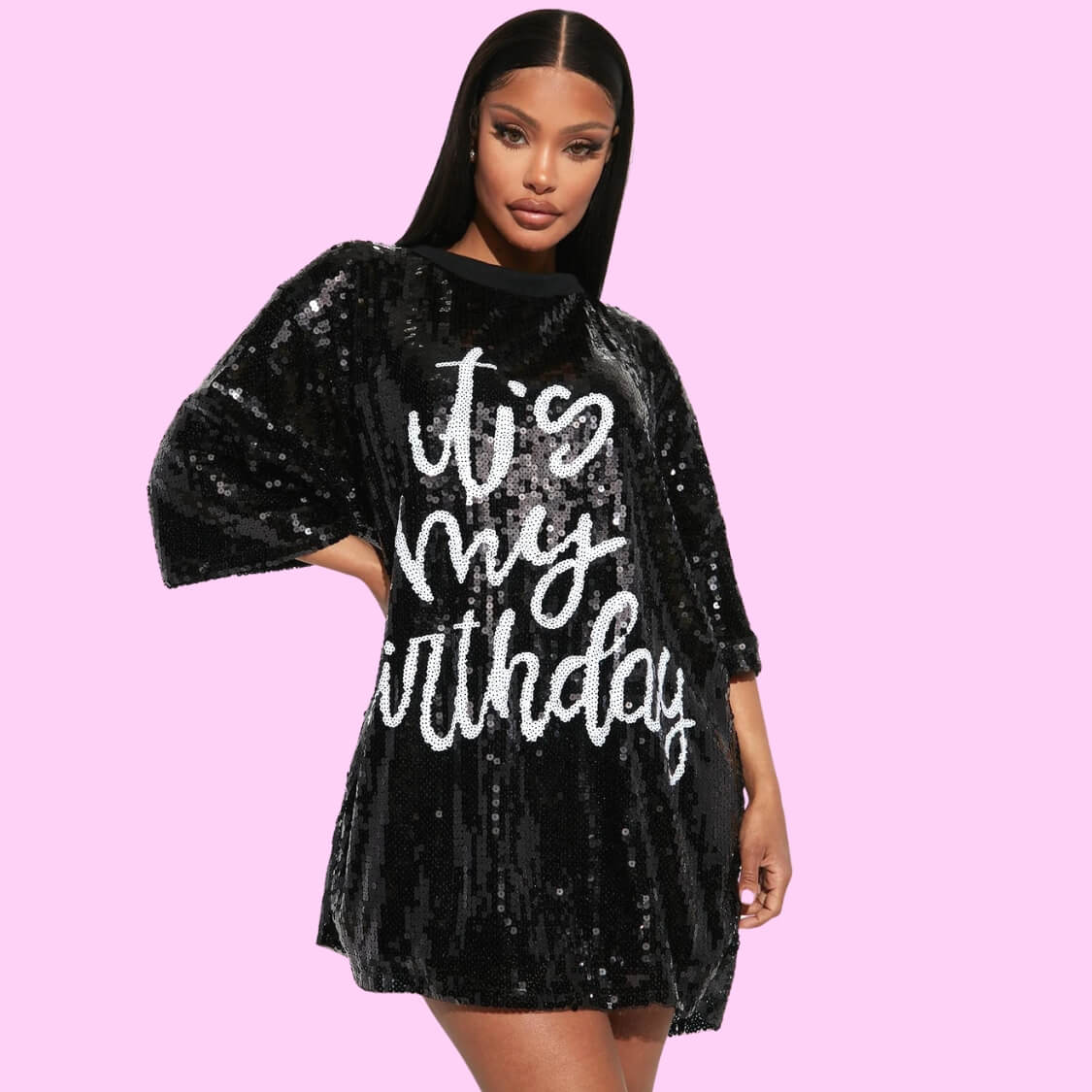 My Birthday Sequin T-Shirt Dress