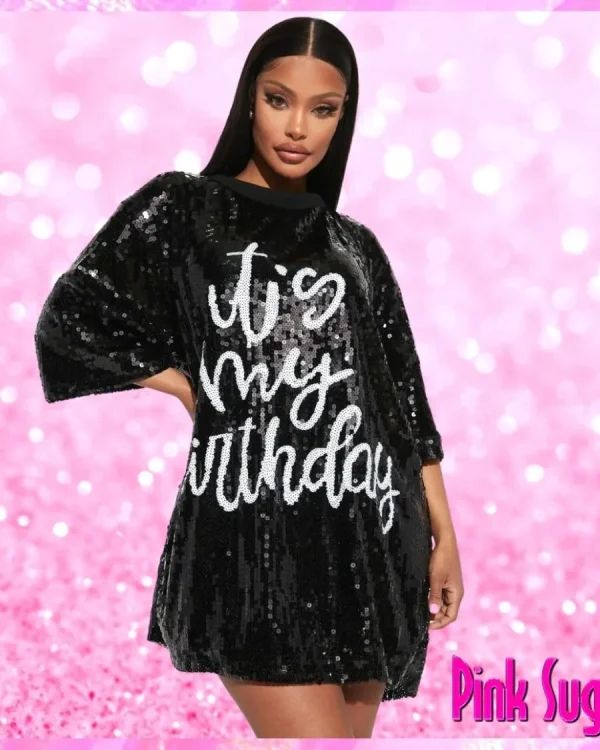 My Birthday Sequin T-Shirt Dress