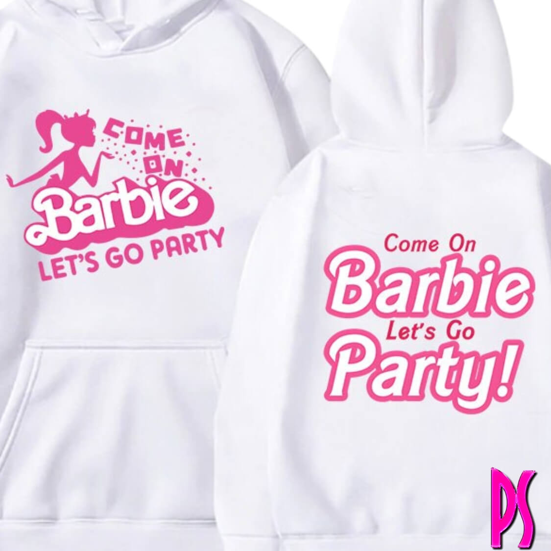 White Come On Barbie Let's Go Party Hoodie