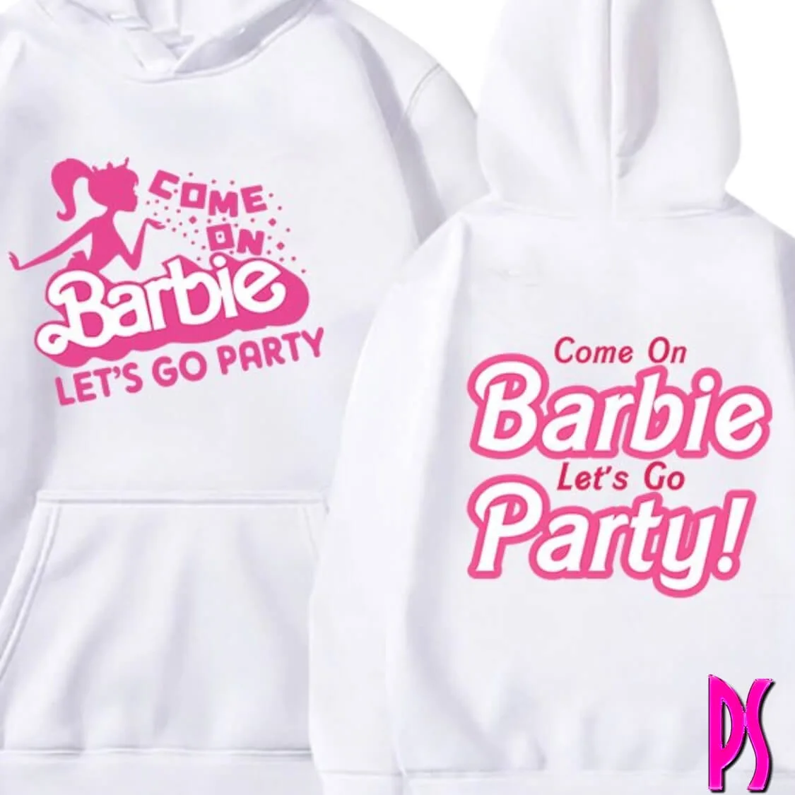 White Come On Barbie Let's Go Party Hoodie