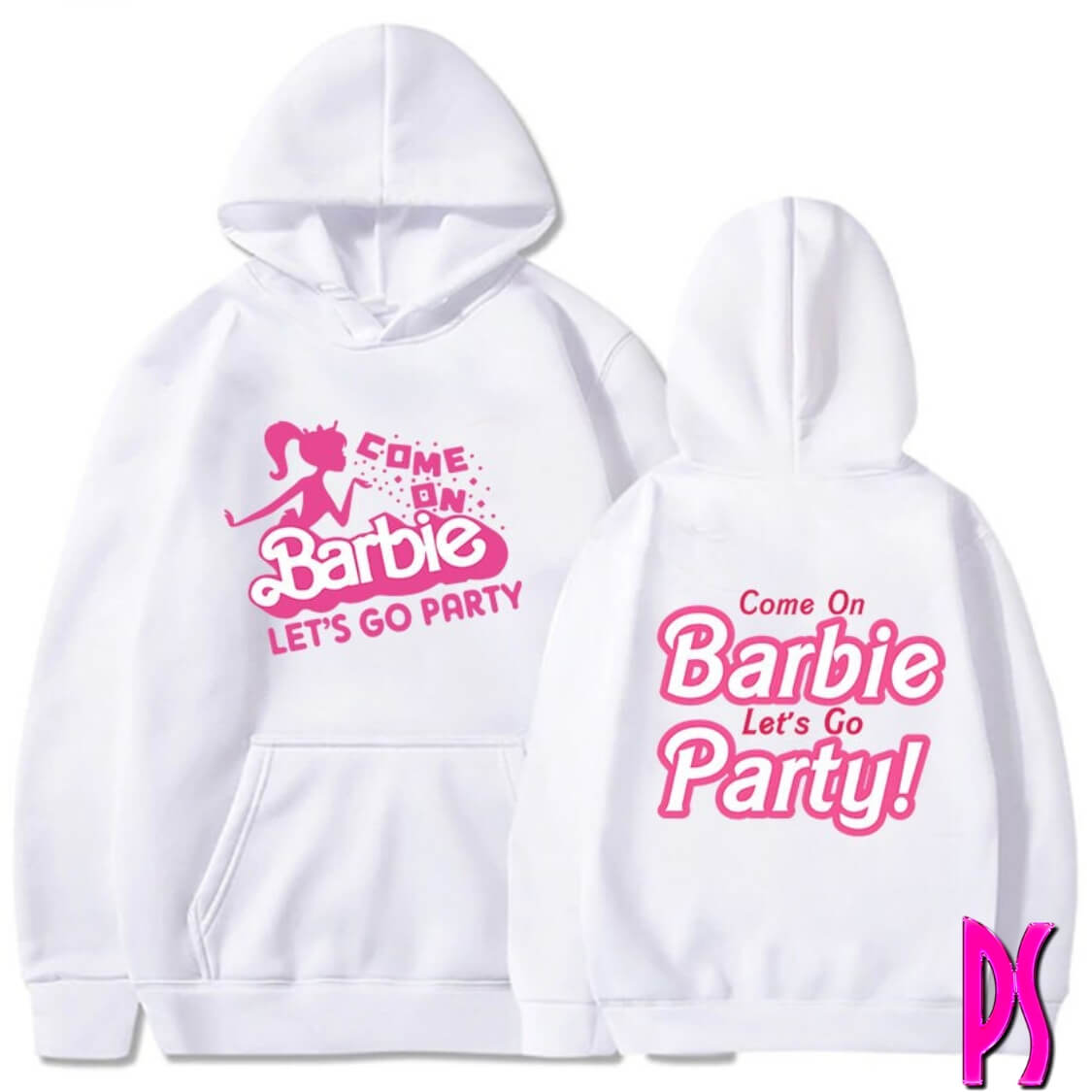 White Come On Barbie Let's Go Party Hoodie