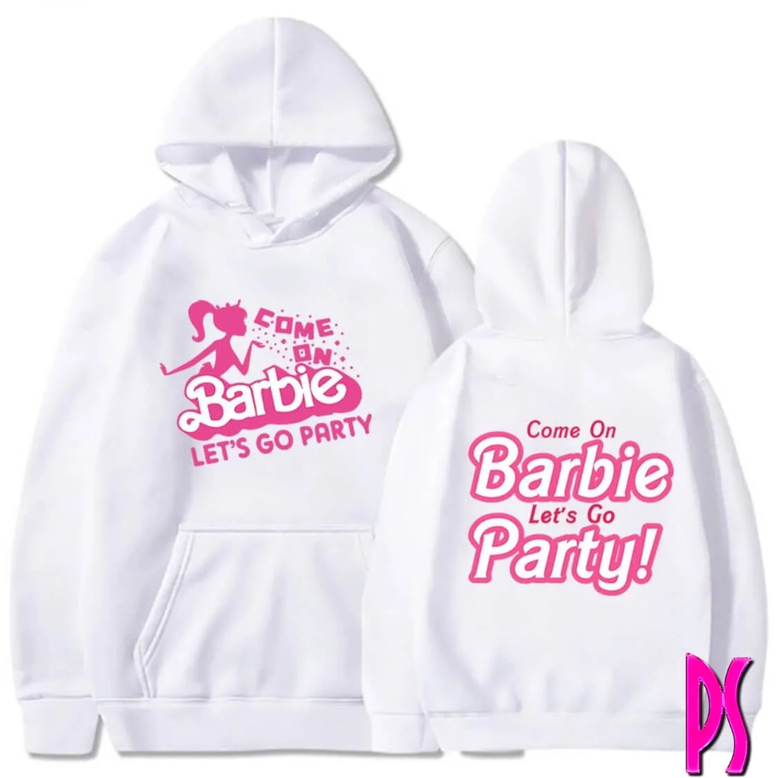 White Come On Barbie Let's Go Party Hoodie