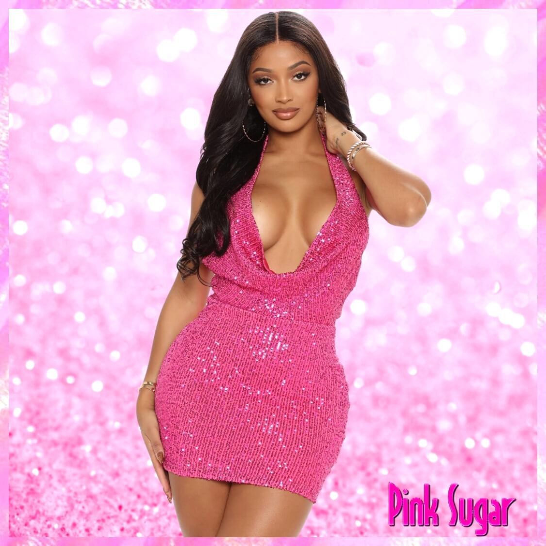 Pink Sequin Mini Dress