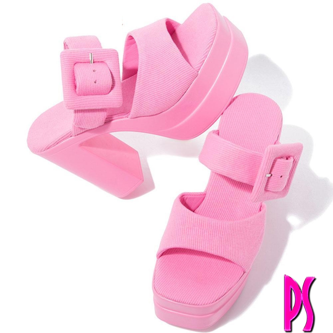 Pink Sugar Bikini Double Straps Chunky Heel Sandals