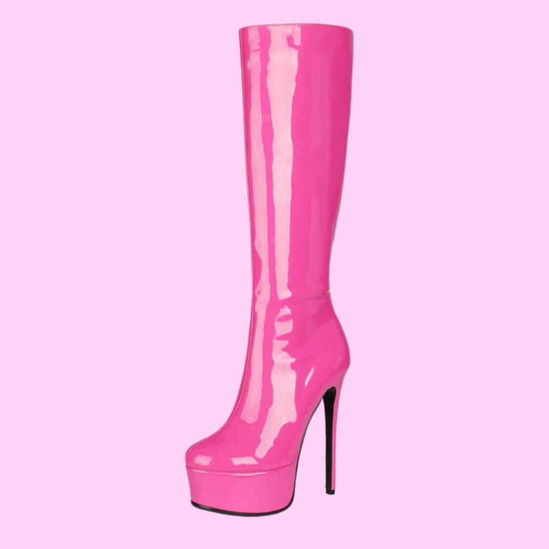 Platform Knee High Boots Pink