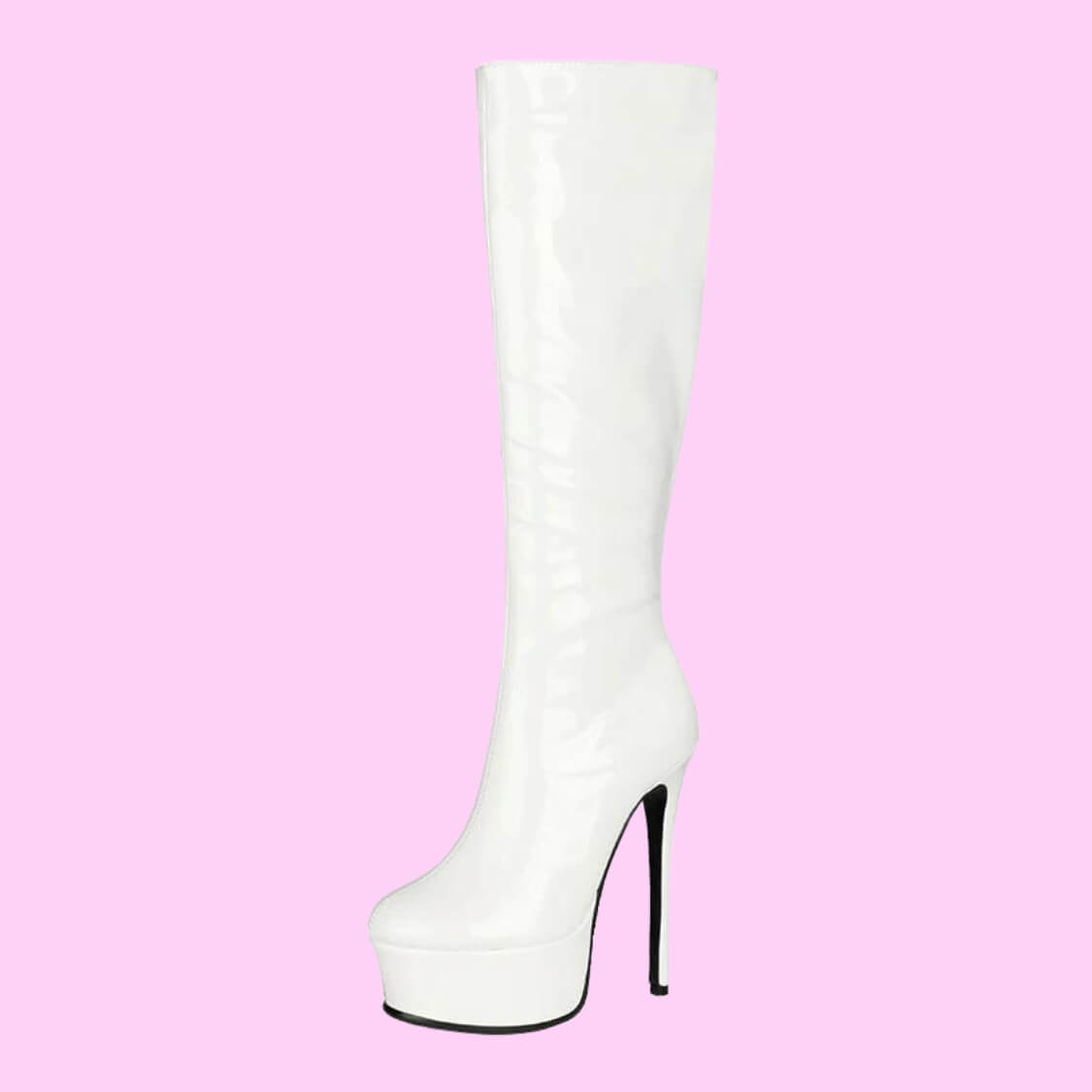 Platform Knee High Boots White